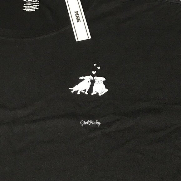 victoria secret PINK shorts OUTFIT WITH BLACK CAMPUS TEE MINI DOG LOGO LARGE - Picture 7 of 8